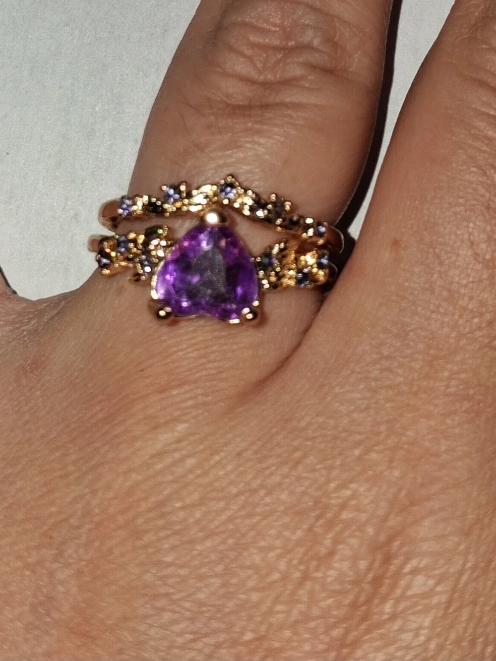 Gold Amethyst Heart Ring